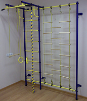 картинка Детский спортивный комплекс ДСК "Пионер-С3н" с комбинированной лестницей (пристеночный) (сине-желтый) ПВХ от магазина БэбиСпорт