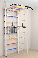 Шведская стенка Sv Sport враспор (Турник рукоход/Брусья/Канат/Кольца/Лестница) ( Разноцветные перекладины)