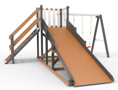 Детская площадка - деревянная горка  Пикник "Зима №2" Ультра с качельной балкой