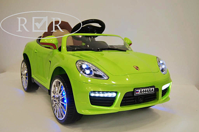 Электромобиль детский Porsche Panamera  A444AA (кожа) с дистанционным управлением (зеленый)