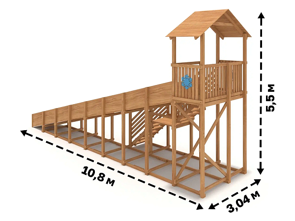 картинка Зимняя деревянная горка "IgraGrad Snow Fox (Домик)", скат 10 м от магазина Лазалка