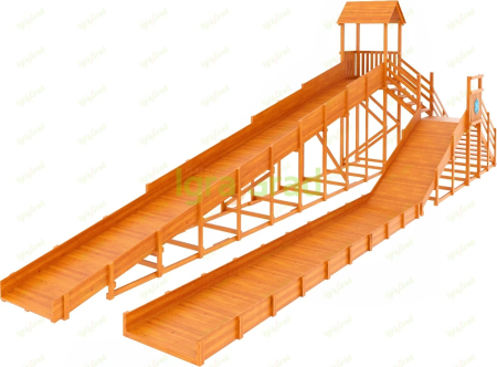 Зимняя горка "IgraGrad Snow Fox 12 м" с двумя скатами и выкатом 8 м