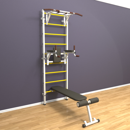 картинка Шведская стенка «LittleSport» White Pull-Up 3.0 желтые ступени от магазина Лазалка