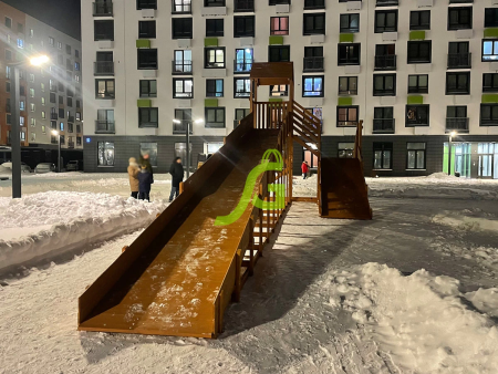 Зимняя деревянная горка "IgraGrad Snow Fox 12 м" с двумя скатами