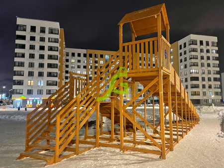 Зимняя деревянная горка "IgraGrad Snow Fox 12 м" с двумя скатами