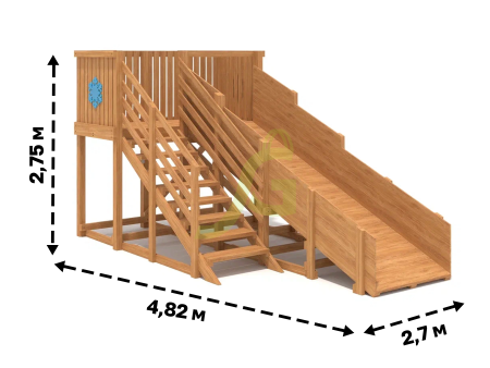 Деревянная зимняя горка "IgraGrad Snow Fox", скат 4 м