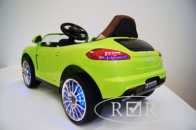 Электромобиль детский Porsche Panamera  A444AA (кожа) с дистанционным управлением (зеленый)