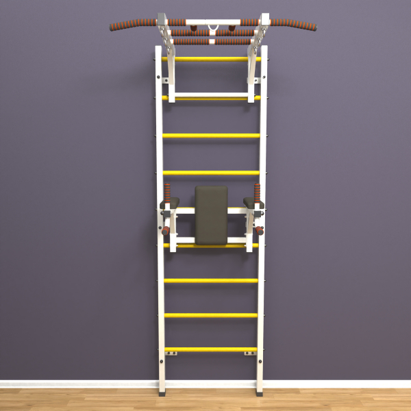 картинка Шведская стенка «LittleSport» White Long 2.0 желтые ступени от магазина Лазалка