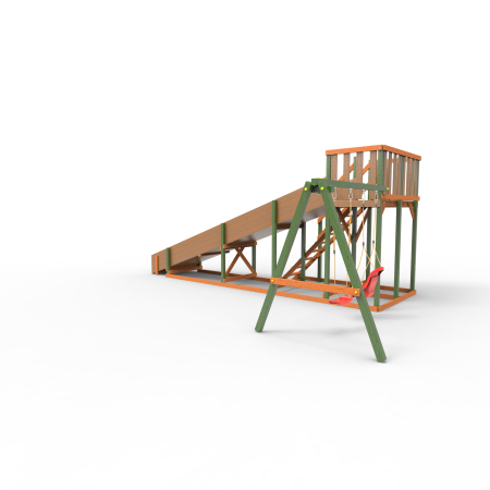 Детская площадка - деревянная горка Пикник "Зима №3" Вега с качельной балкой