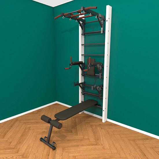 картинка Брашированная шведская стенка "Кастерли" White ТБCШ (Черные ступени) от магазина Лазалка