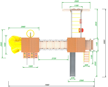 Детская площадка Пикник "Ультра А " Кракен с винтовой трубой