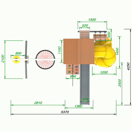 Детская площадка Пикник "Ультра А" с винтовой трубой 6.1