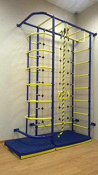 Детский спортивный комплекс ДСК "Пионер-9" с сетью (пристеночный) синий-желтый