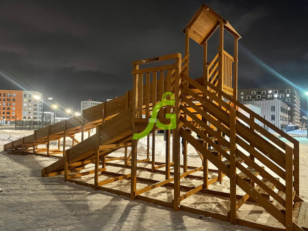 Зимняя деревянная горка "IgraGrad Snow Fox 12 м" с двумя скатами