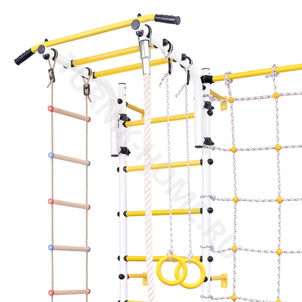 Детский спортивный комплекс ДСК "Turnik Home" с сетью ( белый - желтый )