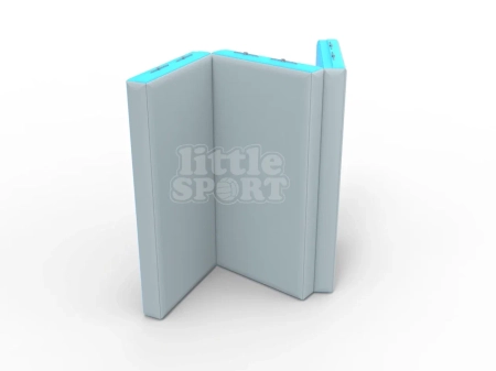 Мат кожзам LittleSport (100х150х10см) складной в 3 сложения серый\голубой