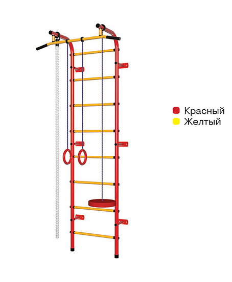 Детский спортивный комплекс ДСК "Пионер-с1н" (усиленый)(пристеночный) красно-желтый