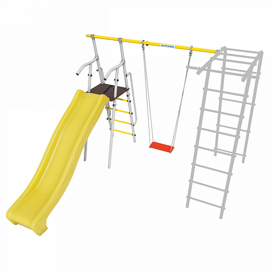 картинка Дополнительный комплект с горкой 1200 мм к дачному комплексу ROMANA *только для высоты балки качелей 2050 мм. (желтый/серый) от магазина Лазалка