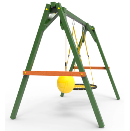 Деревянные качели Пикник 2 "Вега" (качели гнездо 1м + качели шар)