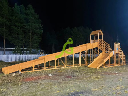 Зимняя деревянная горка "IgraGrad Snow Fox 12 м" с двумя скатами