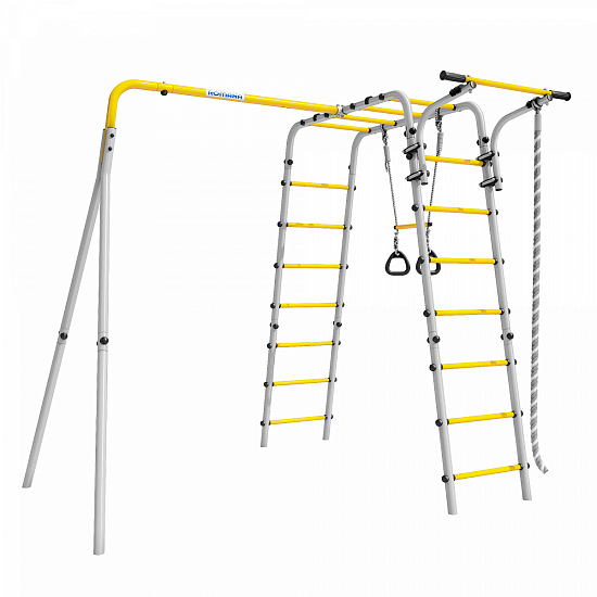 картинка Детский спортивный комплекс для дачи ROMANA Веселая лужайка - 2 (желтый/серый) от магазина Лазалка