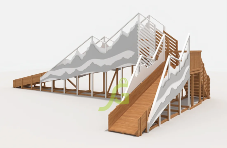 Зимняя деревянная горка "IgraGrad Snow Fox 12 м" с двумя скатами мод.5