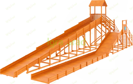 Зимняя горка "IgraGrad Snow Fox 12 м" с двумя скатами и выкатом 8 м