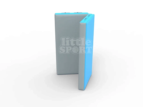 картинка Мат кожзам LittleSport (100х100х10см) складной в 2 сложения серый\голубой от магазина Лазалка