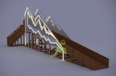 Зимняя деревянная горка "IgraGrad Snow Fox 12 м" с двумя скатами мод.5