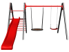 картинка Уличные качели Sv Sport Maxi с горкой УК145.5В2 (4.0м/Гнездо 115см/"Лодочка"/Подвесы на втулке 2к) от магазина Лазалка