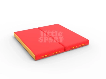 картинка Мат кожзам LittleSport (100х100х10см) складной в 2 сложения красный/желтый от магазина Лазалка