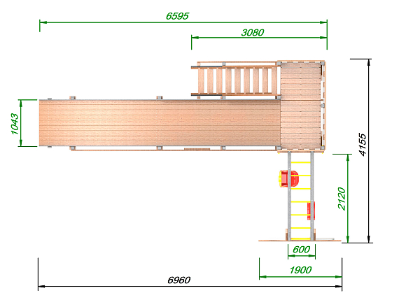 Детская площадка - деревянная горка Пикник "Зима №3" Вега с рукоходом
