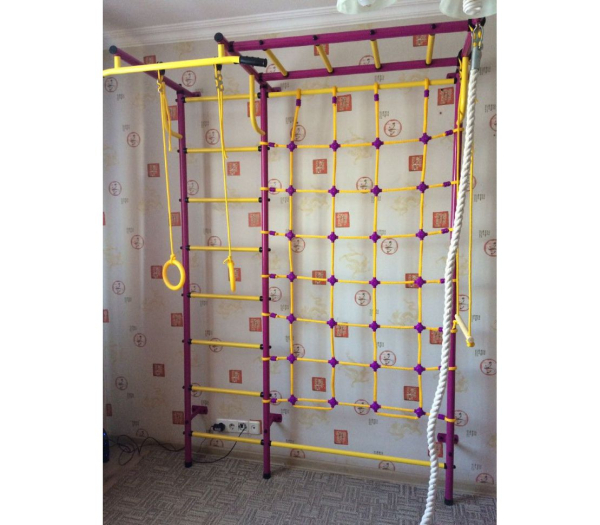 Детский спортивный комплекс ДСК "Пионер-С4Р" с сетью пурпурный-желтый