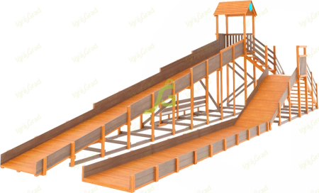 Зимняя горка "IgraGrad Snow Fox 12 м" с двумя скатами и выкатом 8 м