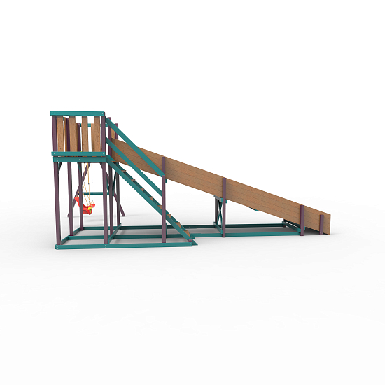 картинка Детская площадка - деревянная горка Пикник "Зима №3" Лила с качельной балкой от магазина Лазалка