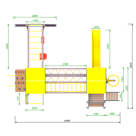 Детская площадка Пикник «Лила» Кракен Компакт с турником и шведской стенкой