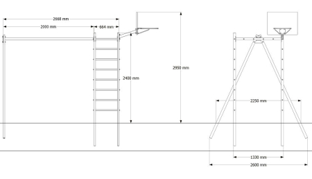 картинка Уличный спортивно-игровой комплекс Sv Sport У3002КВ1 ("Лодочка"/Подвесы на втулке/Щит баскет) от магазина Лазалка