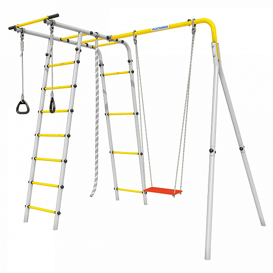 картинка Детский спортивный комплекс для дачи ROMANA Лесная поляна - 3 (желтый/серый) от магазина Лазалка