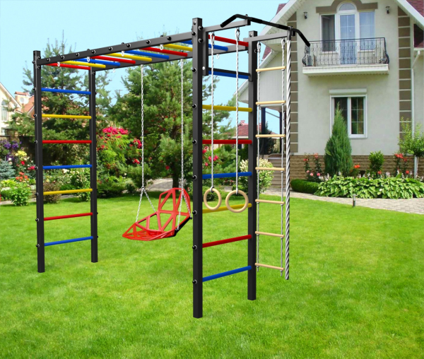 Уличная шведская стенка Sv Sport рукоход У538 (Турник/Со спинкой/Канат/кольца/лестница)