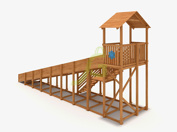 картинка Зимняя деревянная горка "IgraGrad Snow Fox (Домик)", скат 10 м от магазина Лазалка