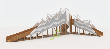 Зимняя деревянная горка "IgraGrad Snow Fox 12 м" с двумя скатами мод.5