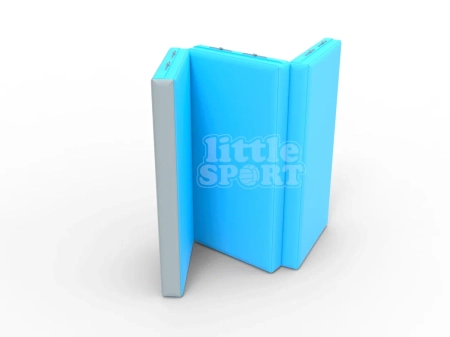 Мат кожзам LittleSport (100х150х10см) складной в 3 сложения серый\голубой