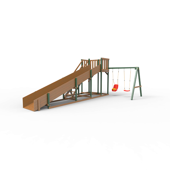 картинка Детская площадка - деревянная горка Пикник "Зима №3" Форест с качельной балкой от магазина Лазалка