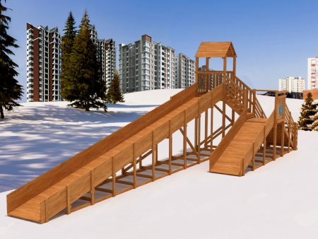Зимняя деревянная горка "IgraGrad Snow Fox 12 м" с двумя скатами