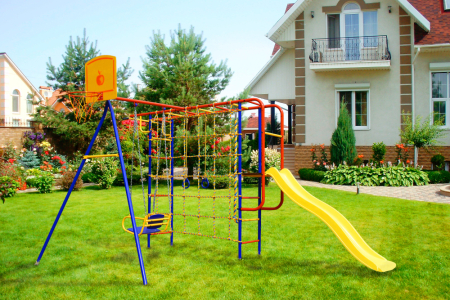 картинка Детский спортивный комплекс для дачи  "Пионер Шапито" ЦК2м  с сетью и горкой 1,7 от магазина Лазалка