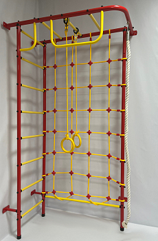 Детский спортивный комплекс ДСК "Пионер-8" с сетью (пристеночный) красный-желтый