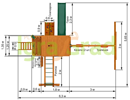 картинка Детская площадка IgraGrad Шато с рукоходом 2 от магазина Лазалка