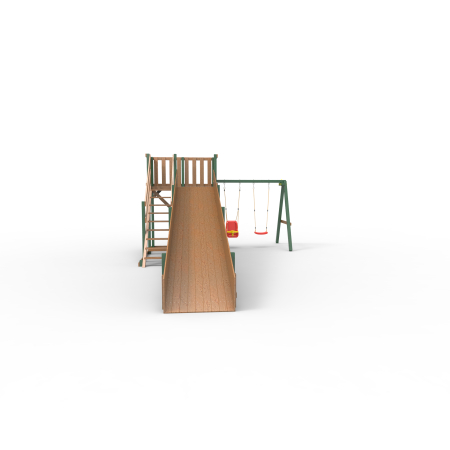 Детская площадка - деревянная горка Пикник "Зима №3" Форест с качельной балкой