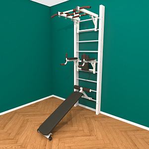 Брашированная шведская стенка "Кастерли" White ТБC (Белые ступени)