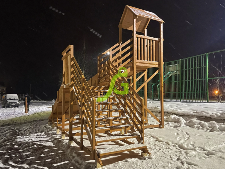 Зимняя деревянная горка "IgraGrad Snow Fox 12 м" с двумя скатами